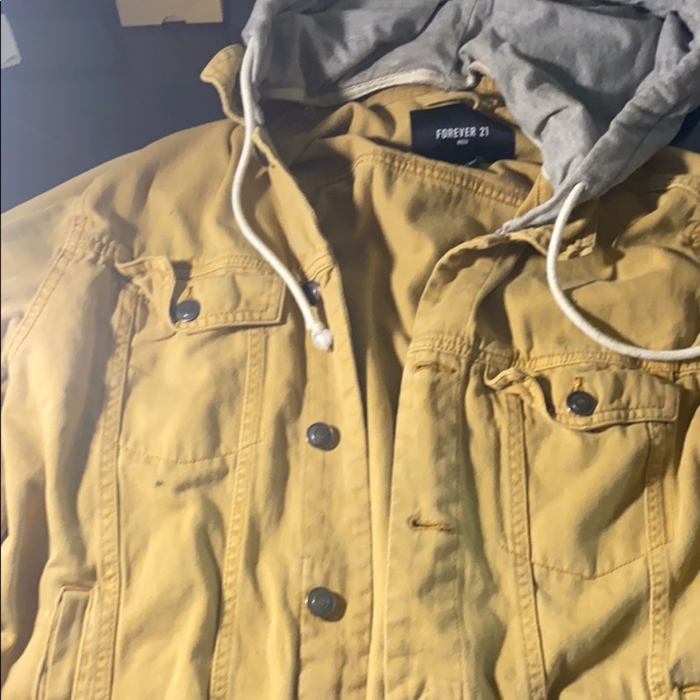 Denim jacket with detachable hood